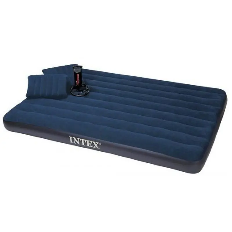 INTEX CLASSIC DOWNY QUEEN Luftbett Set 152 x 203 cm, Kissenset + Luftpumpe 68765 Heißes Angebot