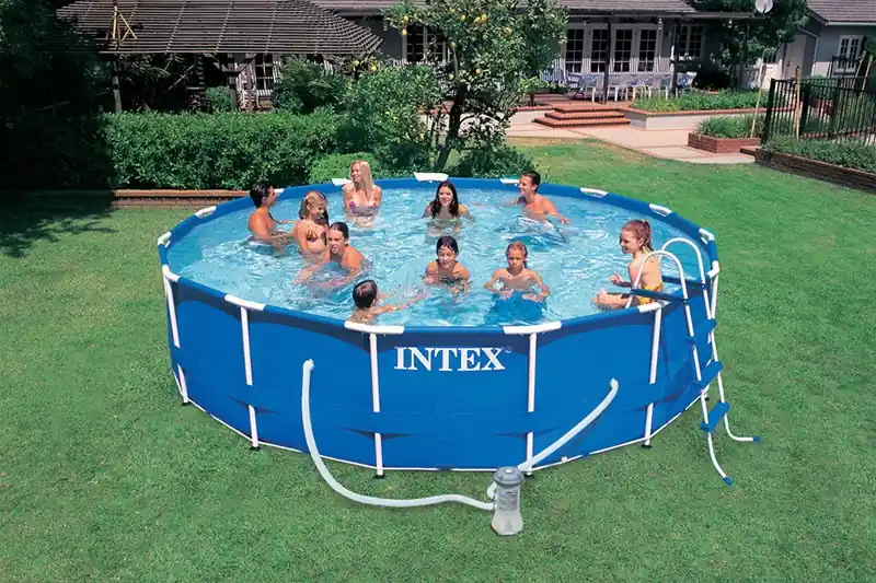 Super-Preis INTEX Frame Pool Set Rondo O 457 x 122 cm mit Filteranlage und Einstiegleiter 28236NP