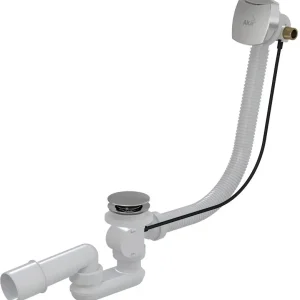 Neue Kollektion ALCAPLAST Ablaufgarnitur für dickwandigen Badewannen mit Überlauf, chrom L80cm, A565CRM180