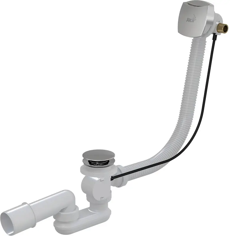 Neue Kollektion ALCAPLAST Ablaufgarnitur für dickwandigen Badewannen mit Überlauf, chrom L80cm, A565CRM180