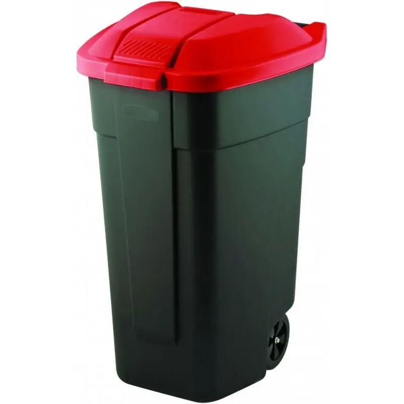 Ausverkauf CURVER 110L Mülltonne, 88 x 52 x 58 cm, schwarz/rot 17183336