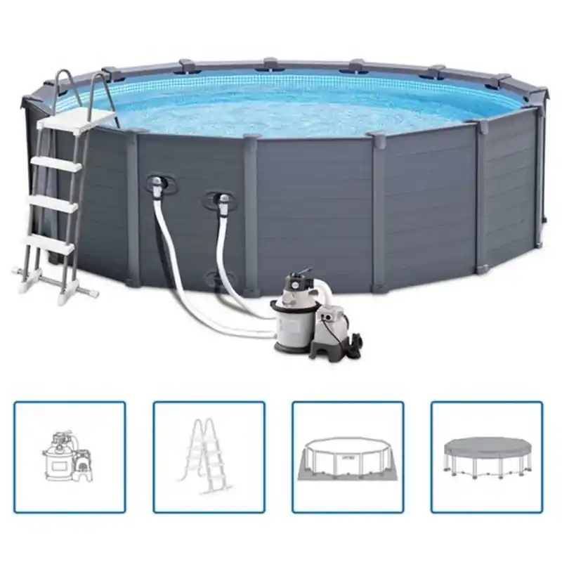 INTEX Graphite Panel Pool Set 478 x 124 cm, 28382GN Jetzt Bestellen