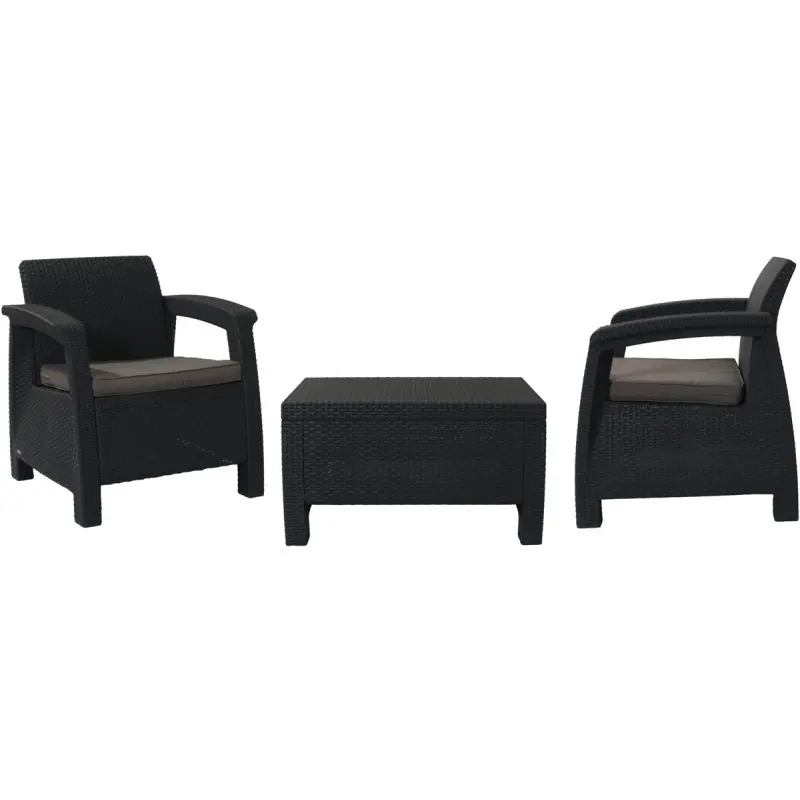 Angebot ALLIBERT Balkon Sesselgarnitur CORFU II graphit +grau