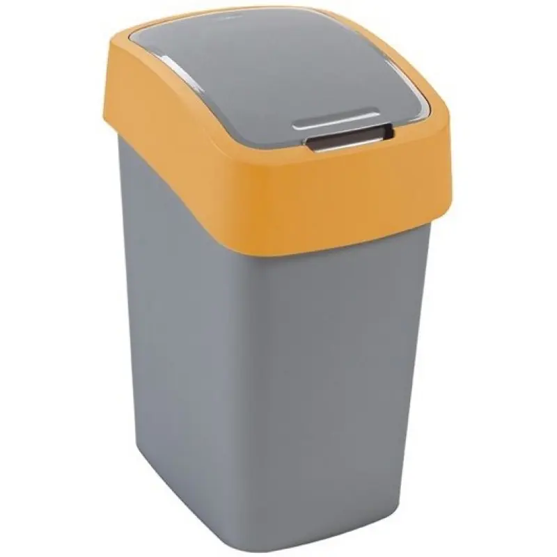 Preisknaller CURVER FLIP BIN 25L Mülleimer 47 x 26 x 34 cm silber/gelb 02171-535