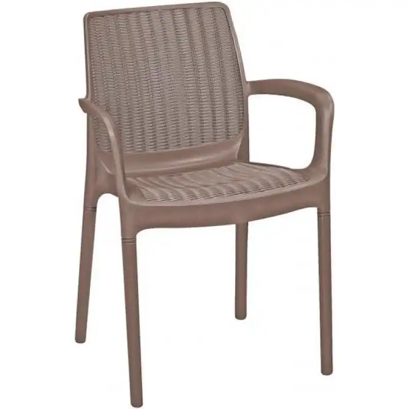 KETER BALI MONO Gartenstuhl, Rattanoptik, 55 x 60 x 83 cm, cappuccino 17190206 Neue Ware