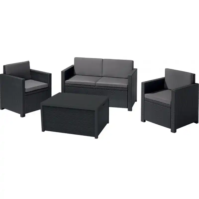 Solange Der Vorrat Reicht ALLIBERT MONACO Lounge-Set mit Aufbewahrungstisch, grafit/grau 17200031