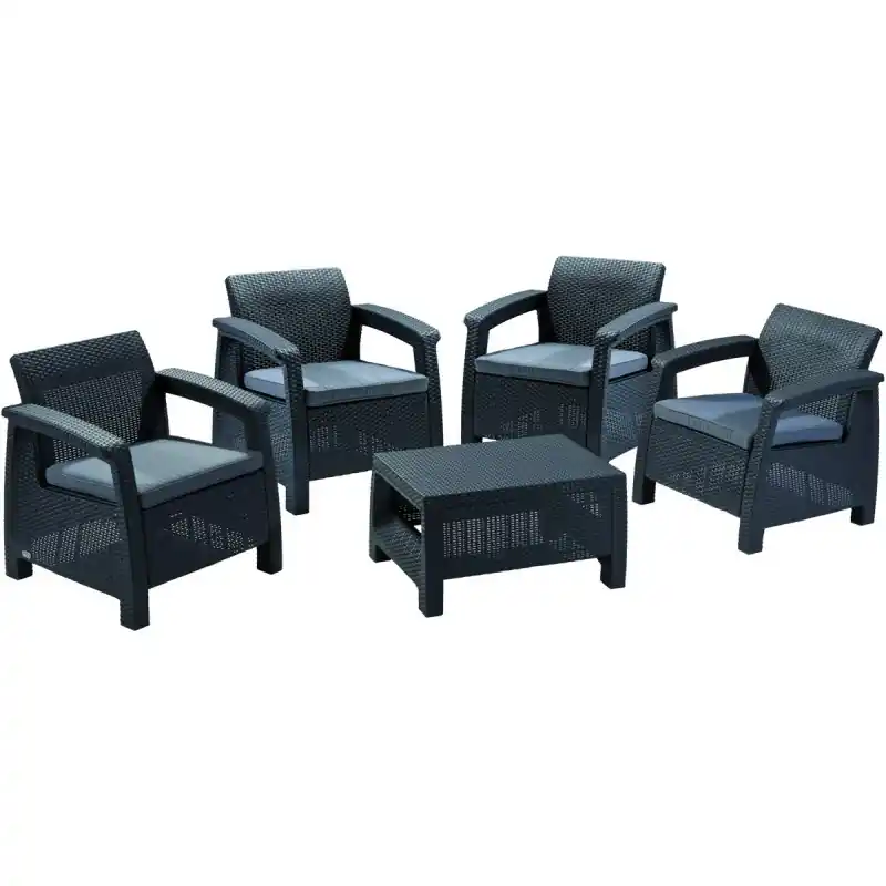 ALLIBERT CORFU QUATRO Garten-Sessel Set, graphit/grau 17197978 Sonderaktion