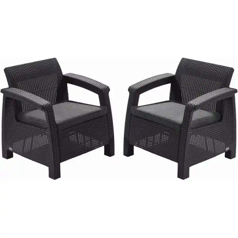KETER CORFU DUO SET Sessel 2 St., 75 x 70 x 79cm, graphit/grau 17197993 Neue Ware