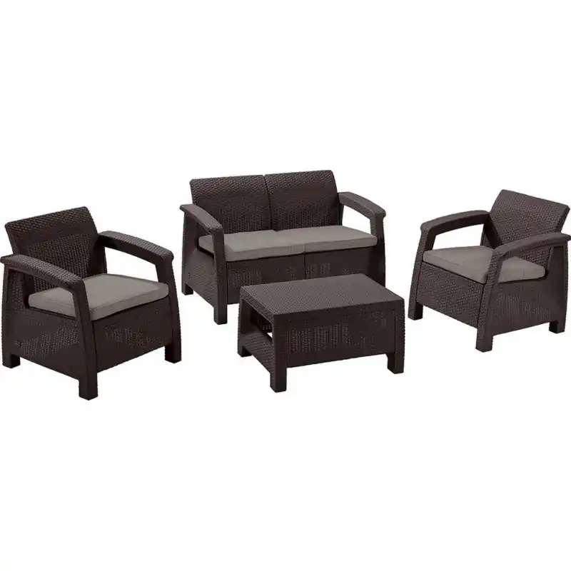 ALLIBERT CORFU Lounge-Set, braun/grau-beige 17197361 Zertifiziert