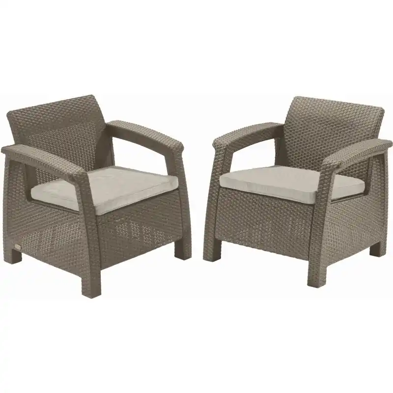 KETER CORFU DUO SET Sessel 2 St., 75 x 70 x 79cm, cappuccino/beige 17197993 Letzte Chance