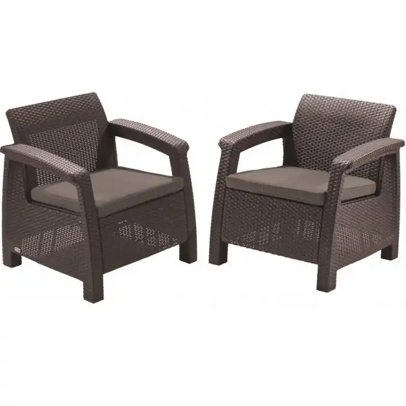 ALLIBERT CORFU DUO SET Sessel 2 St., 75 x 70 x 79cm, braun/grau-beige 17197993 Versand Am Gleichen Tag