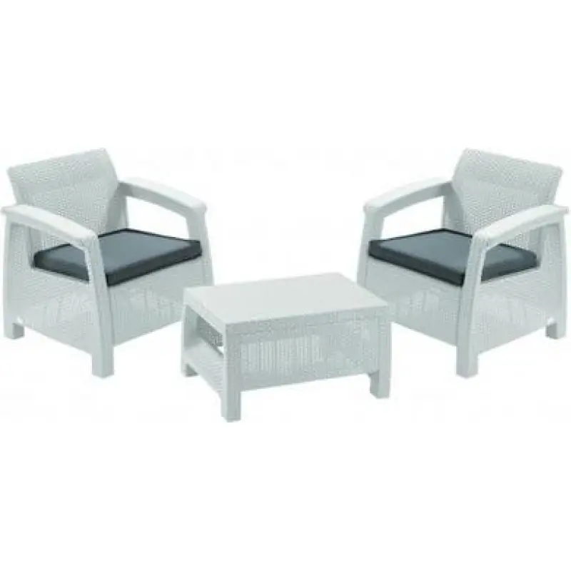 ALLIBERT CORFU WEEKEND Garten Set, weiß/grau 17197786 Heißes Angebot