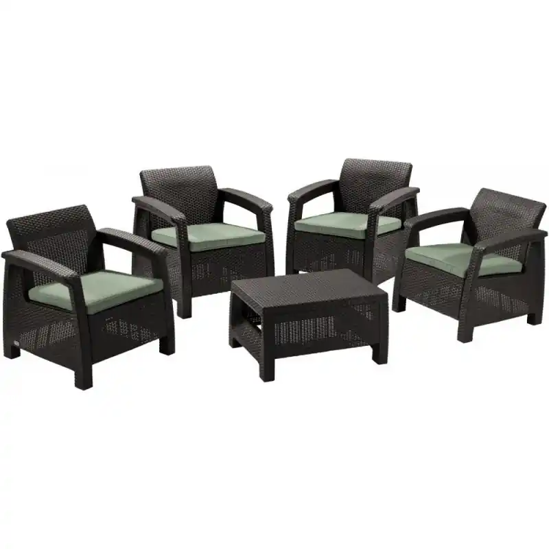 ALLIBERT CORFU QUATRO Garten-Sessel Set, braun/grau-beige 17197978 Must-Have
