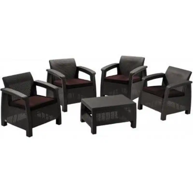 Sale ALLIBERT CORFU QUATRO Garten-Sessel Set, braun/schokobraun 17197978