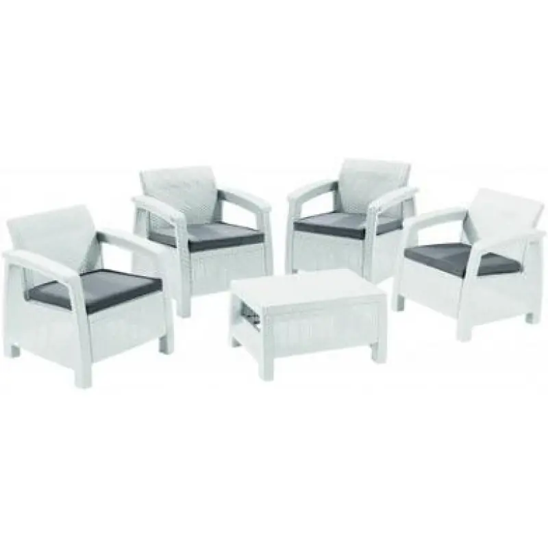 Wochenendangebot ALLIBERT CORFU QUATRO Garten-Sessel Set,weiß/grau 17197978