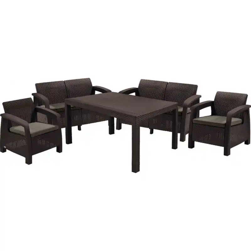 Zertifiziert ALLIBERT CORFU FIESTA Lounge-Set, braun/grau-beige 17198008