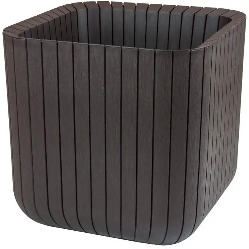 KETER CUBE PLANTER L Blumentopf, 39,5 x 39,5 x 39,5 cm, braun 17201220 Neue Kollektion