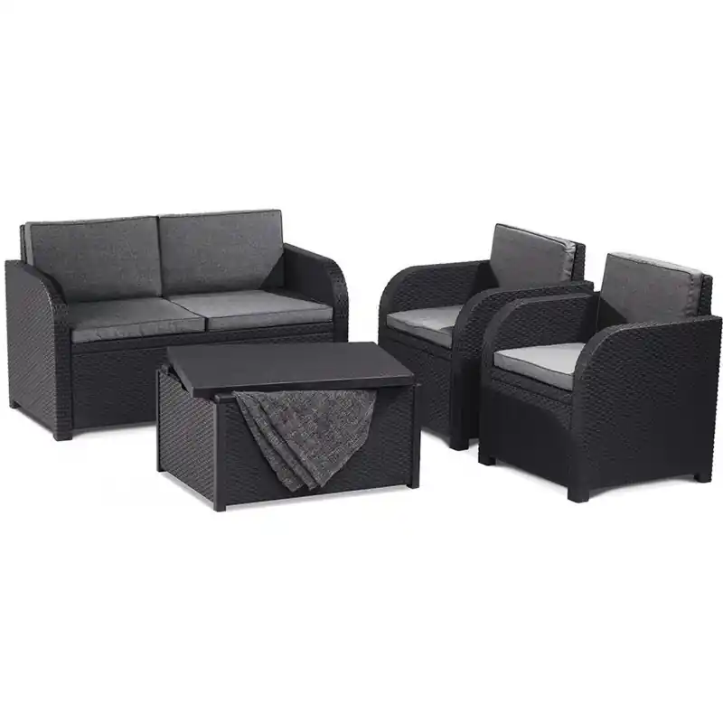 Zertifiziert ALLIBERT MODENA Lounge-Set + Aufbewahrungstisch, graphit/grau 17200463