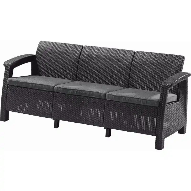 KETER CORFU LOVE SEAT MAX 3-Sitzer Sofa, 182 x 70 x 79cm, graphit/grau 17197959 Neuheit