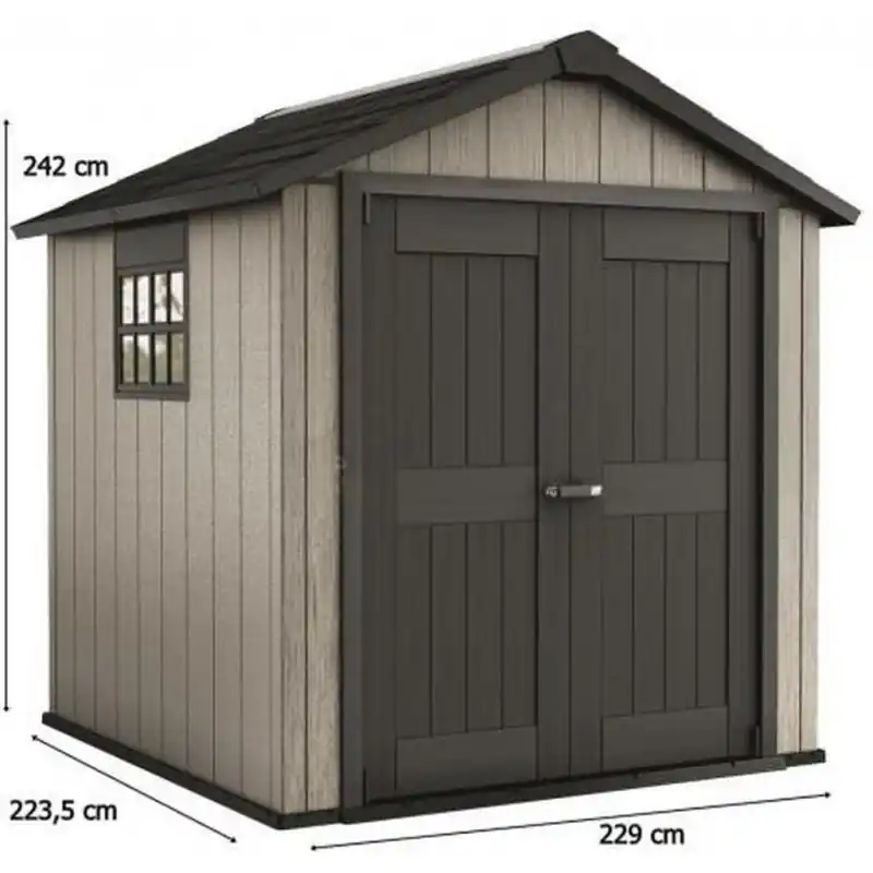 Zertifiziert KETER OAKLAND 757 Kunststoffgerätehaus, 229 x 223,5 x 242 cm, grau/anthrazit 17201310
