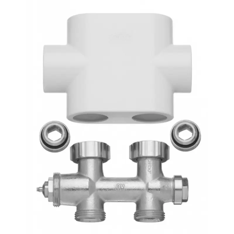 Preis Gesenkt Kermi Ventilhahnblock-Set Durchgang Blende weiß ZV00400001