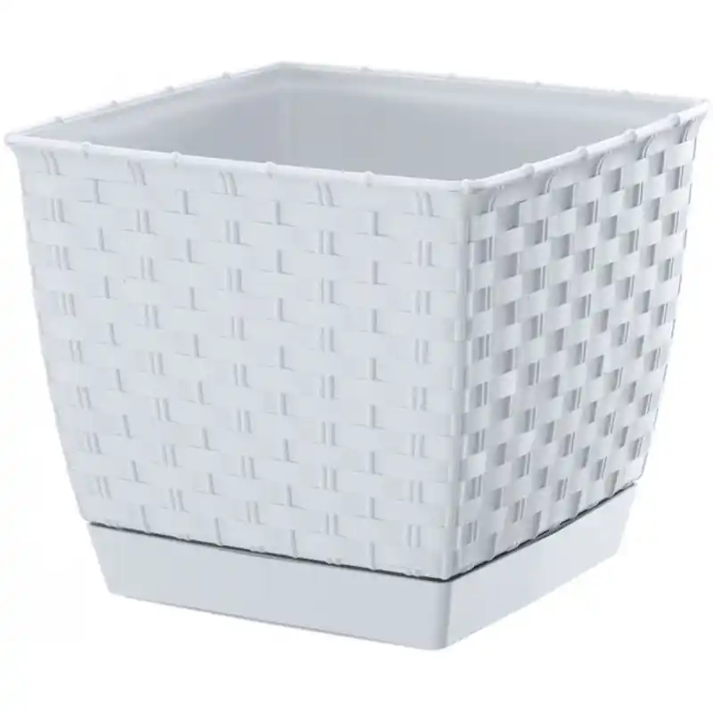 Prosperplast RATOLLA SQUARE Blumentopf mit Untersetzer 14cm, 1,5l, weiß DRLK145 Jetzt Kaufen