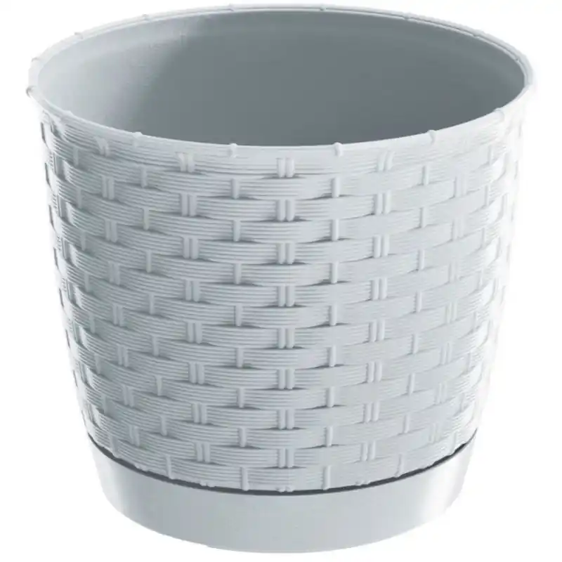 Sonderangebot Prosperplast RATOLLA ROUND Blumentopf Optik mit Unterzetzer 14cm, 1,2l, weiß DRLO145