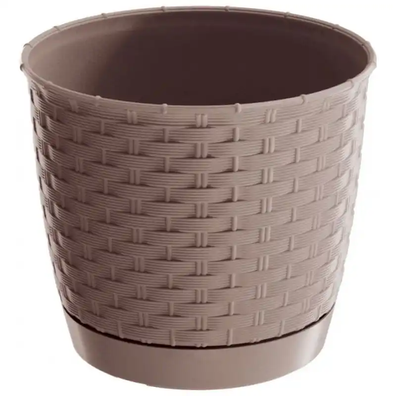Prosperplast RATOLLA ROUND Blumentopf Optik mit Unterzetzer 14cm, 1,2l, mocca DRLO145 Top-Preis