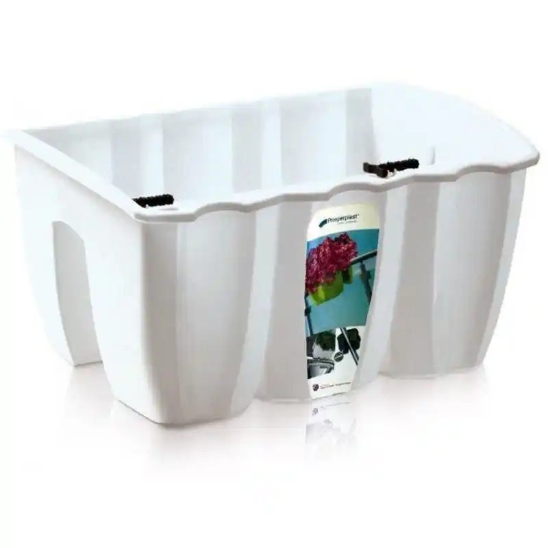 Online Kaufen Prosperplast CROWN Balkontopf für Balkongeländer 39 x 28 x 20cm, 12l, weiß DCRO400-S449