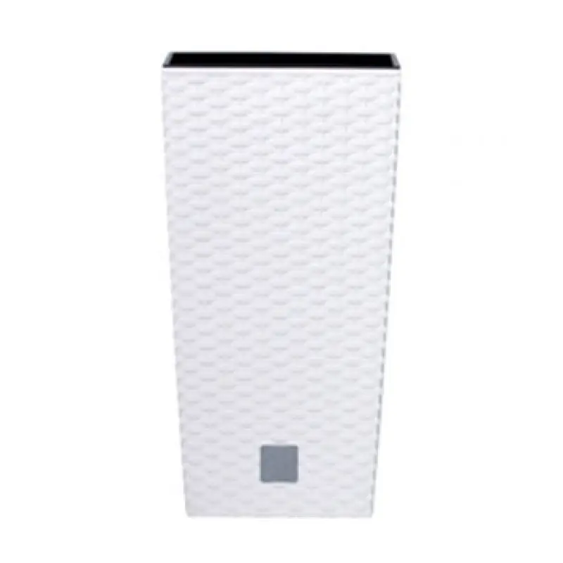 Blumenkübel RATO SQUARE 16 L Rattan Optik inkl. Einsatz weiß Eckig +Wasserstandsanzeiger Versand Am Gleichen Tag