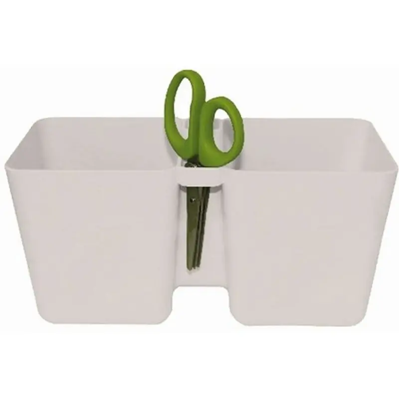 Prosperplast TWINS CUBE Kräutertopf Übertopf eckig m. Schere 2,5 l weiß DTC245 Knallerangebot