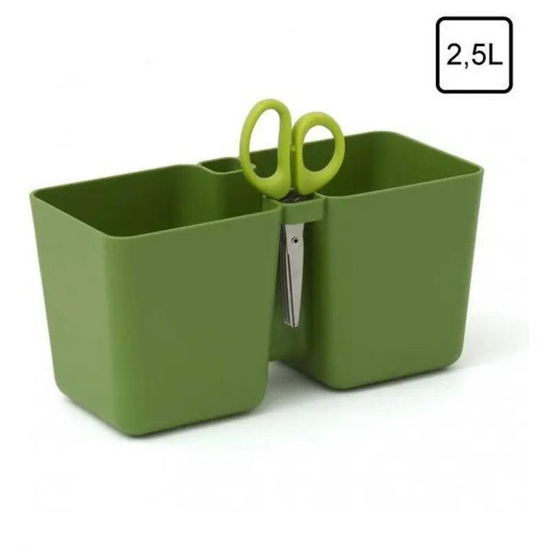 Nur Heute PROSPERPLAST TWINS CUBE Kräutertopf Übertopf eckig m. Schere 2,5 l grün DTC245