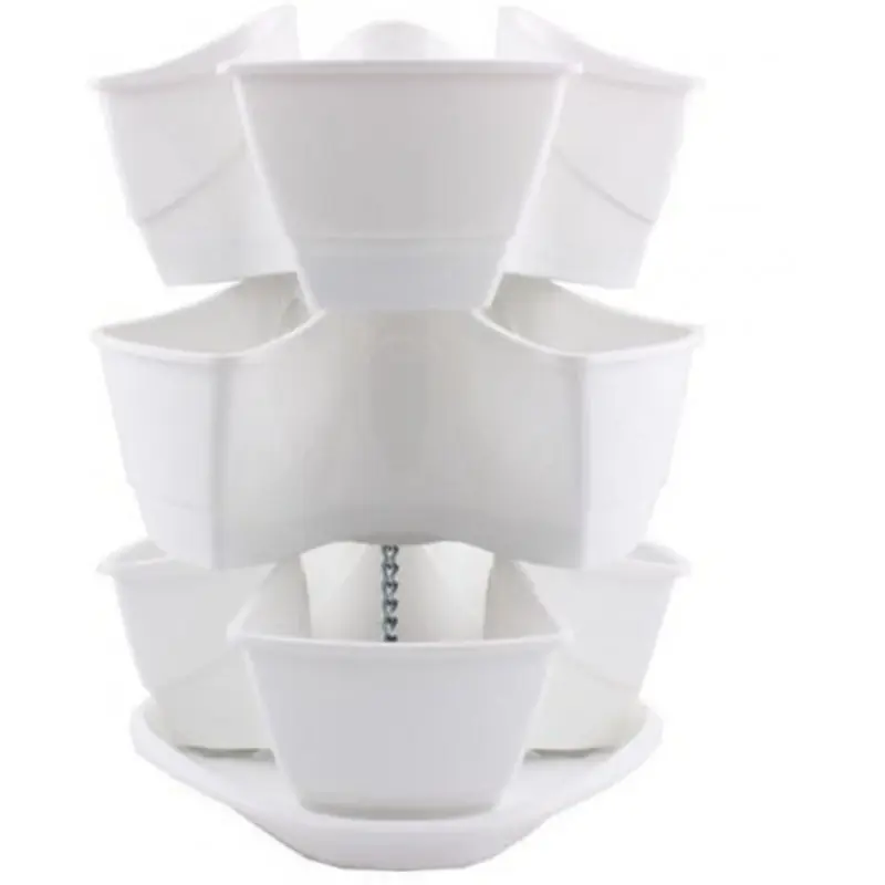 Prosperplast COUBI HERBAL Blumenampel Ampel-Kräutertopf mit drei Ebenen 9 l, weiß DKN300W Günstig