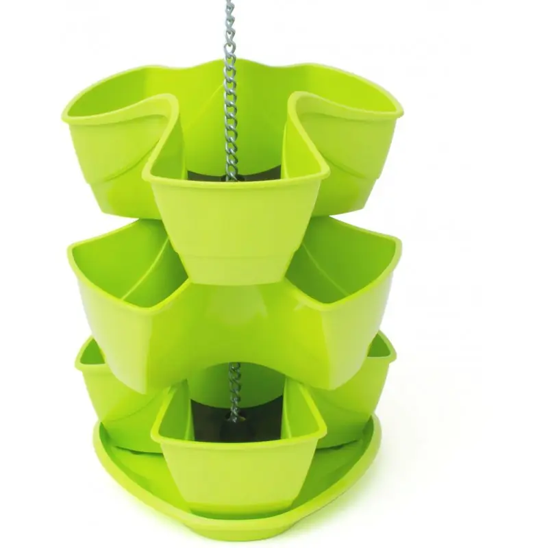 PROSPERPLAST COUBI Blumenampel Ampel-Kräutertopf mit drei Ebenen 9 l, limette grün DKN300W Schnäppchen