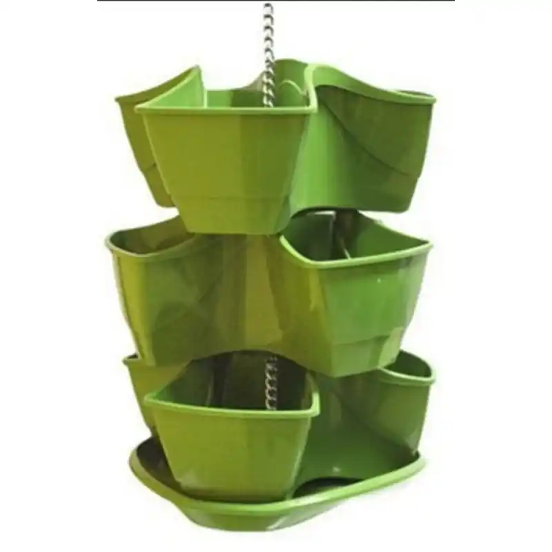Echt PROSPERPLAST COUBI Blumenampel Ampel-Kräutertopf mit drei Ebenen 9 l, grün DKN300W