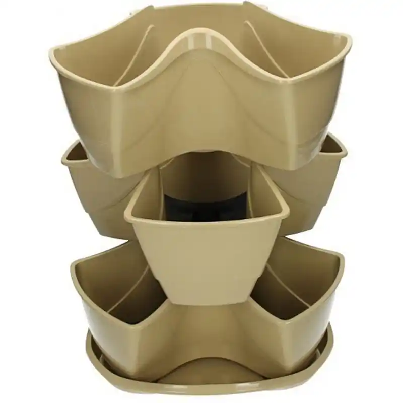 PROSPERPLAST COUBI 3-stöckige Blumenampel Ampel-Kräutertopf stehend 9 l, creme DKN3003 Ausverkauf