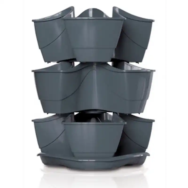PROSPERPLAST COUBI 3-stöckige Blumenampel Ampel-Kräutertopf stehend 9 l, graphit DKN3003 Markenprodukt