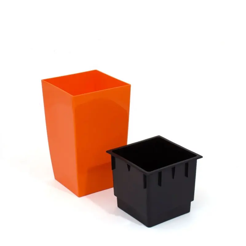 Sonderangebot Pflanzkübel COUBI Blumentopf Pflanzbehälter mit Einsatz viereckig 4l, orange DUW160