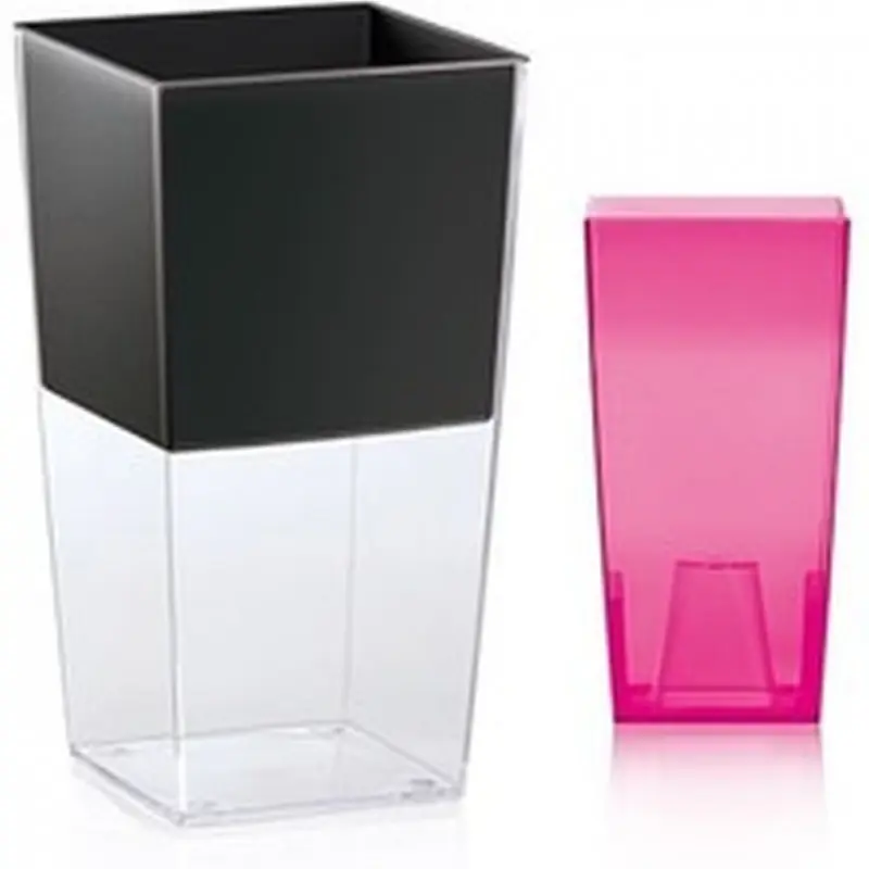 PROSPERPLAST Pflanzkübel Blumentopf URBI SQUARE Übertopf +inkl. Einsatz 4 L, pink DURS140P Preisreduziert