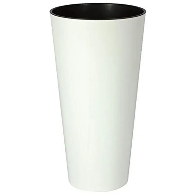 Begrenztes Angebot Prosperplast TUBUS SLIM Shine 3,3 Blumentopf inkl. Einsatz Pflanzsäule 15cm, Weiß DTUS150S
