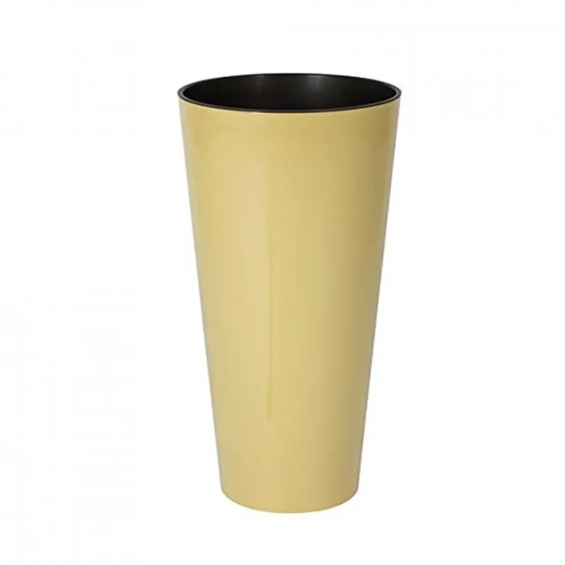 Bestseller Blumenvase TUBUS SLIM SHINE 3,3 L Blumentopf inkl. Einsatz Pflanzsäule glänzend beige