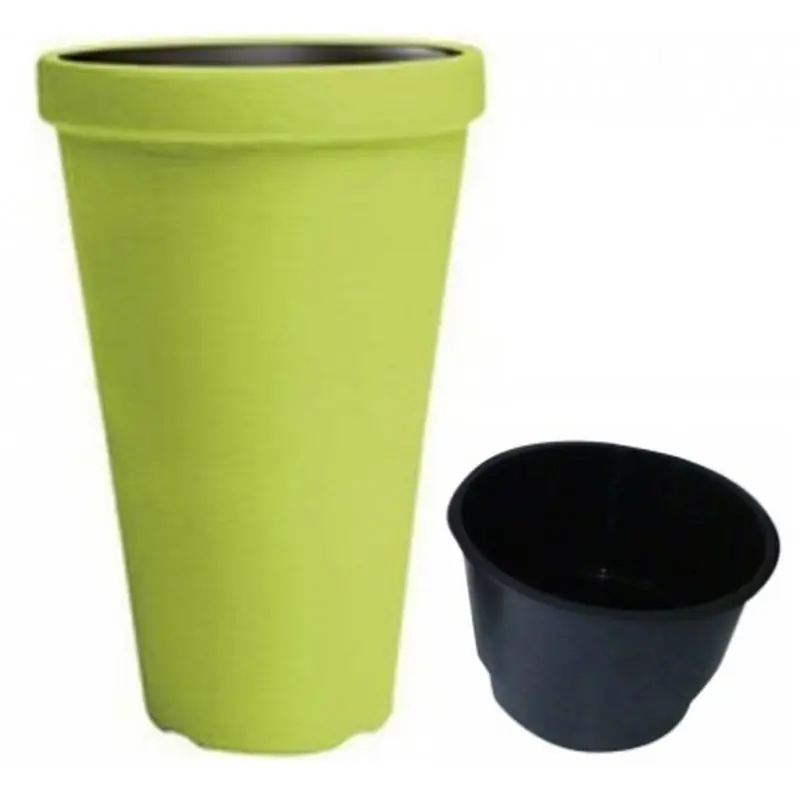 Nur Heute TOWER CLASSIC Pflanzkübel Blumentopf mit Einsatz H 50cm limettengrün massiv Optik DPC30