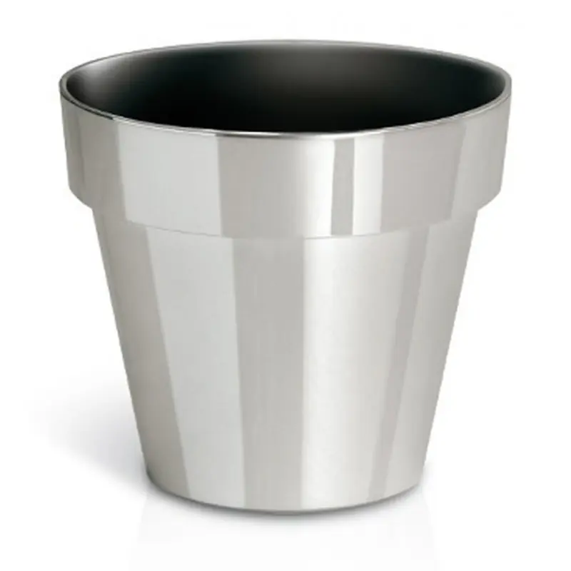PROSPERPLAST CUBE CHROME SILVER Übertopf 0,6 L silber DGC110S Echt