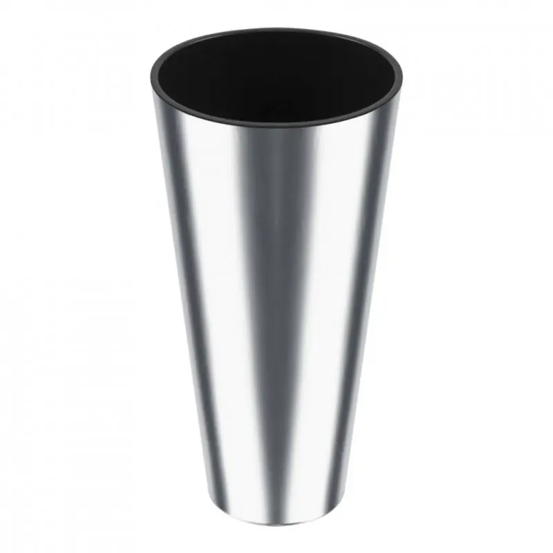 PROSPERPLASTf TUBUS CHROME SILVER Pflanzgefäß silber 3 L glänzend inkl. Einsatz Markenware