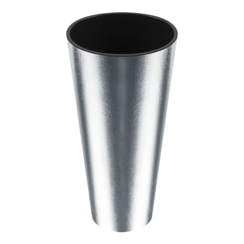PROSPERPLAST TUBUS CHROME SILVER Pflanzgefäß silber 3 L struktur inkl. Einsatz Saisonangebot