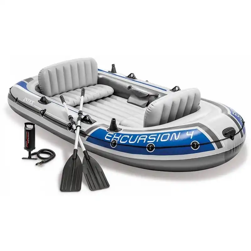 INTEX 68324 Schlauchboot Excursion 4 Ruderboot Angelboot + Pumpe Paddel Neue Kollektion