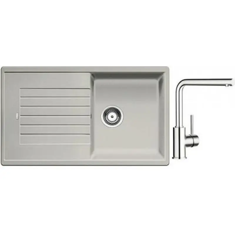 BLANCO Set Spüle ZIA 5 S SILGRANIT Perlgrau + Armatur Mila chrom Super-Preis