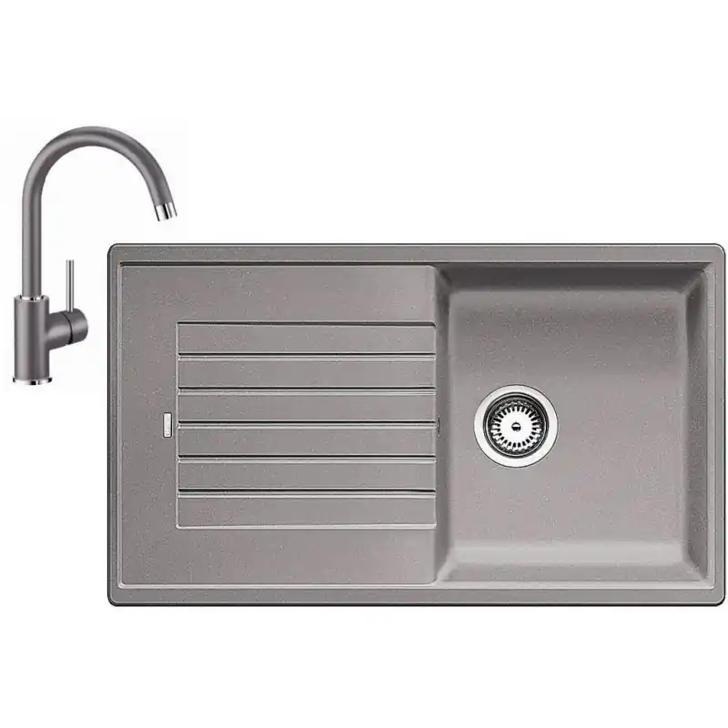 Saisonangebot BLANCO Set Spüle ZIA 5 S SILGRANIT Allumetalic + Armatur Mida Allumetalic