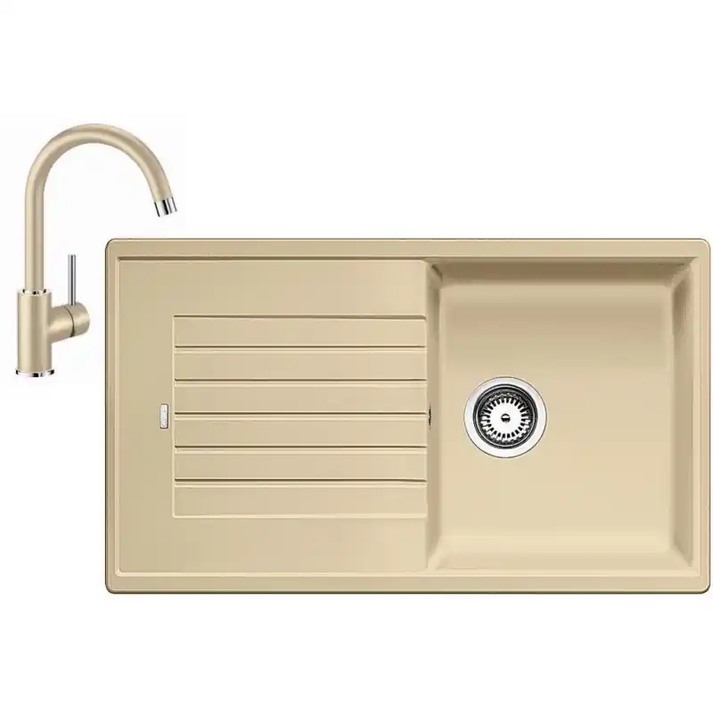 Neue Ware BLANCO Set Spüle ZIA 5 S SILGRANIT Champagner + Armatur Mida Champagner