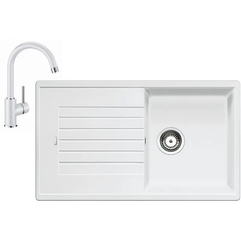 Mega-Angebot BLANCO Set Spüle ZIA 5 S SILGRANIT Weiß + Armatur Mida Weiß